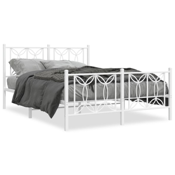 Estructura cama metal con cabecero y estribo blanco 135x190 cm
