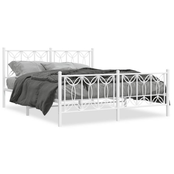Estructura cama metal con cabecero y estribo blanco 150x200 cm
