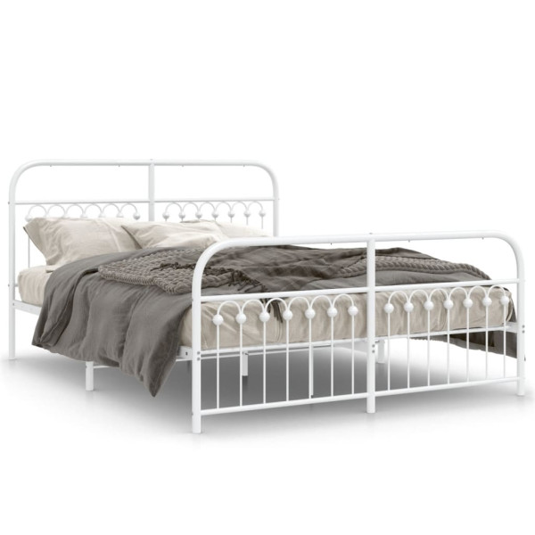 Estructura cama metal con cabecero y estribo blanco 160x200 cm
