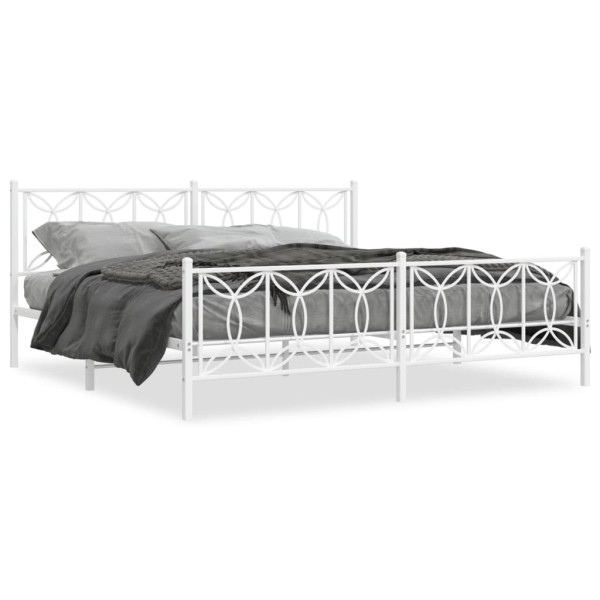 Estructura cama metal con cabecero y estribo blanco 200x200 cm