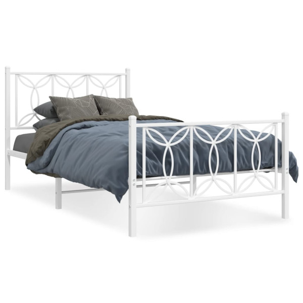Estructura cama metal con cabecero y pie cama blanca 100x200 cm