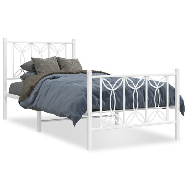 Estructura cama metal con cabecero y pie cama blanca 75x190 cm