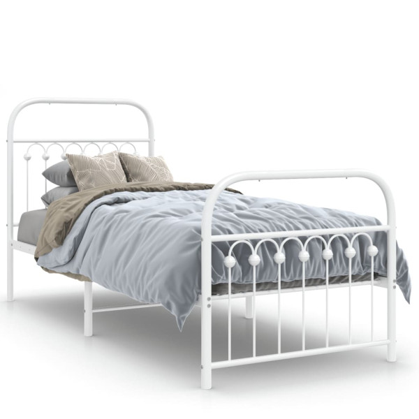 Estructura cama metal con cabecero y pie cama blanca 80x200 cm