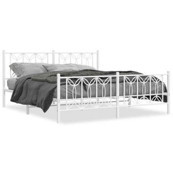 Estructura cama metal con cabecero y pie cama blanco 183x213 cm