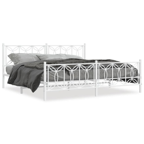 Estructura cama metal con cabecero y pie cama blanco 193x203 cm