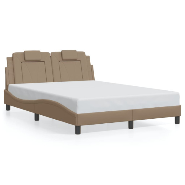 Estructura de cama cabecero cuero sintético capuchino 140x200cm