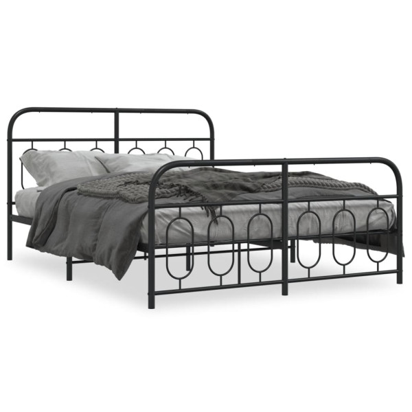 Estructura de cama cabecero y estribo metal negro 135x190 cm