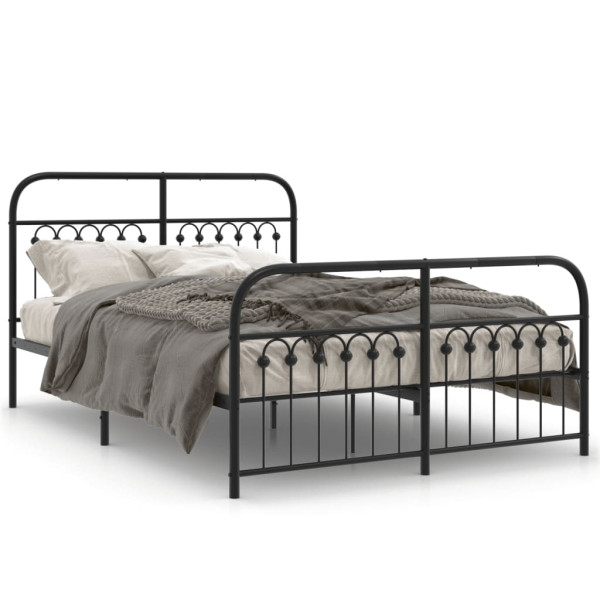 Estructura de cama cabecero y estribo metal negro 140x200 cm