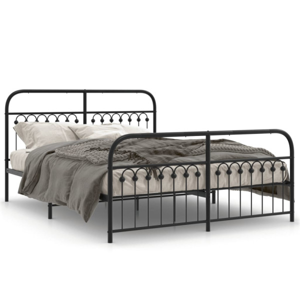 Estructura de cama cabecero y estribo metal negro 150x200 cm