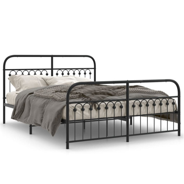 Estructura de cama cabecero y estribo metal negro 160x200 cm