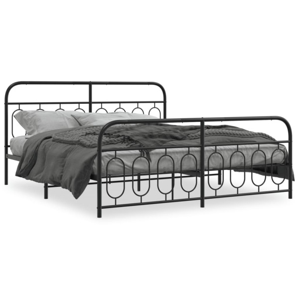 Estructura de cama cabecero y estribo metal negro 180x200 cm