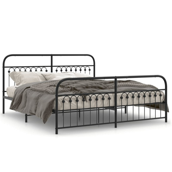 Estructura de cama cabecero y estribo metal negro 183x203 cm
