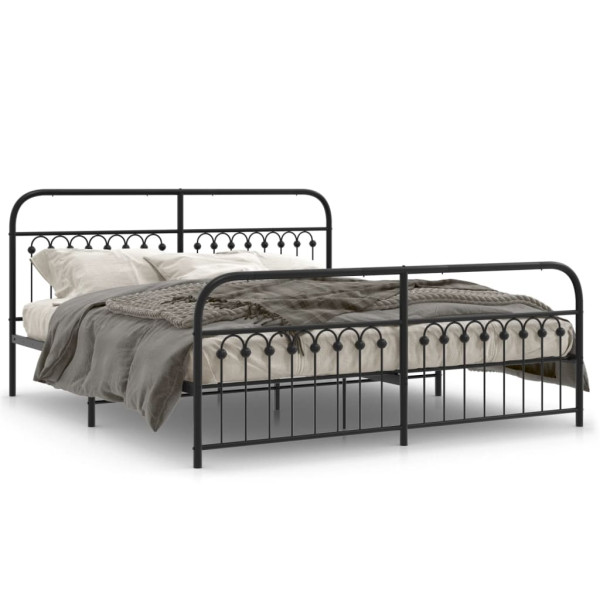 Estructura de cama cabecero y estribo metal negro 183x213 cm