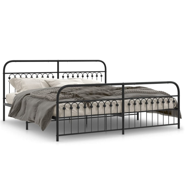 Estructura de cama cabecero y estribo metal negro 193x203 cm