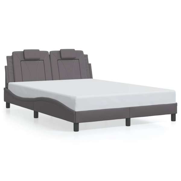 Estructura de cama con cabecero cuero sintético gris 140x190 cm