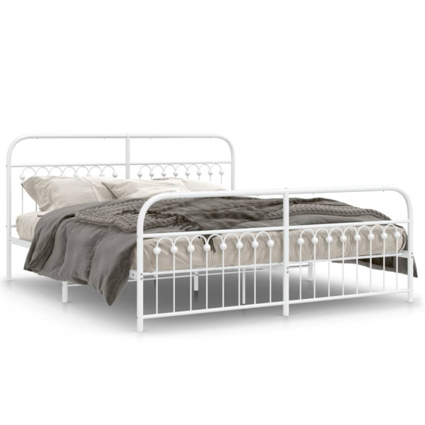 Estructura de cama con cabecero estribo metal blanco 183x203 cm