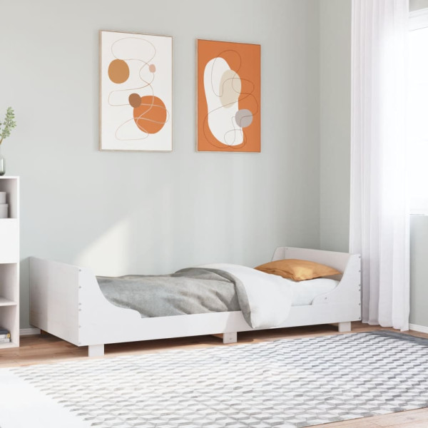 Estructura de cama con cabecero madera de pino blanco 100x200cm