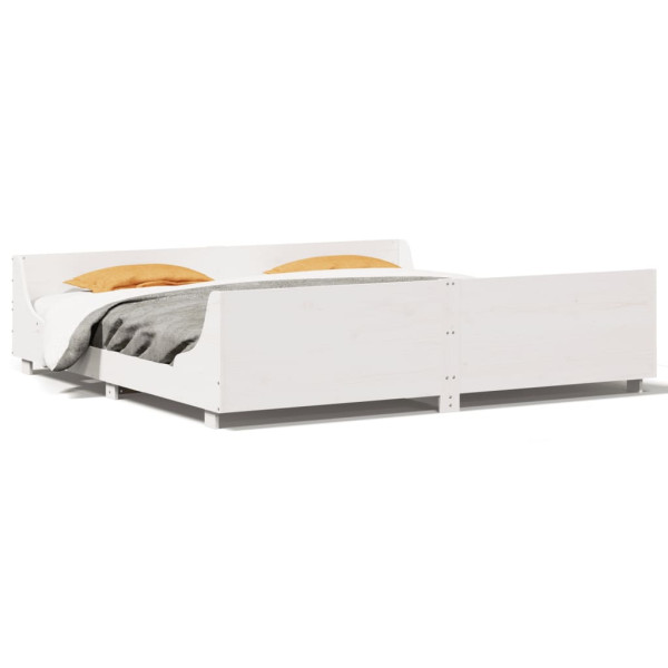 Estructura de cama con cabecero madera de pino blanco 200x200cm
