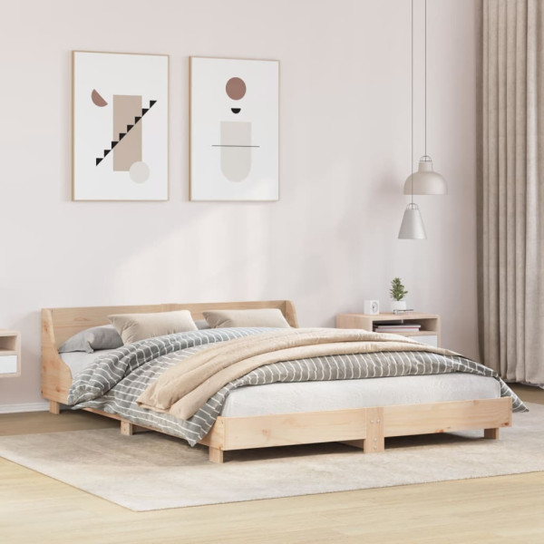 Estructura de cama con cabecero madera maciza pino 135x190 cm