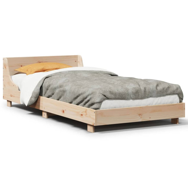 Estructura de cama con cabecero madera maciza pino 75x190 cm