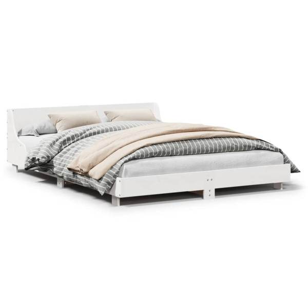 Estructura de cama con cabecero madera pino blanco 120x200 cm