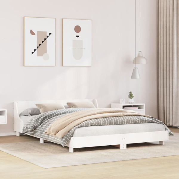 Estructura de cama con cabecero madera pino blanco 140x190 cm