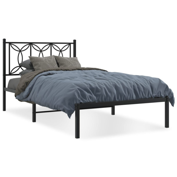 Estructura de cama con cabecero metal negro 100x190 cm