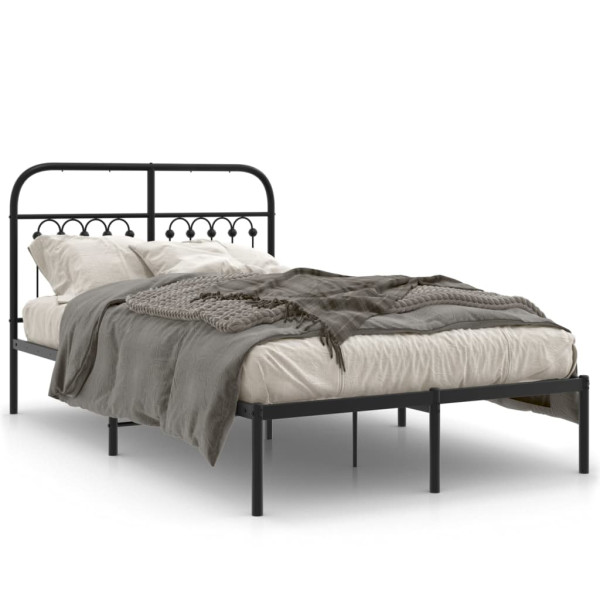 Estructura de cama con cabecero metal negro 120x190 cm