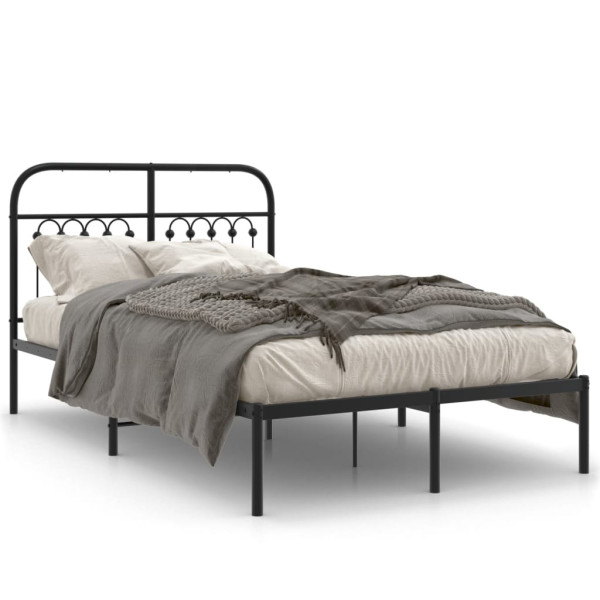 Estructura de cama con cabecero metal negro 120x200 cm