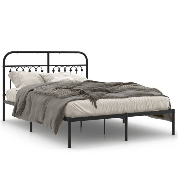 Estructura de cama con cabecero metal negro 140x200 cm