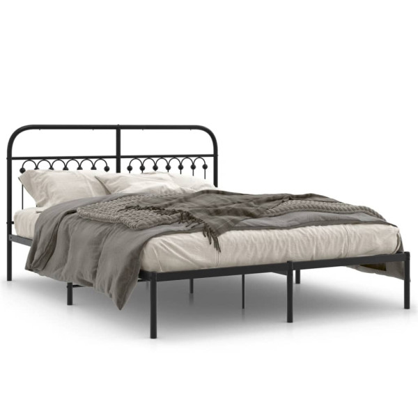 Estructura de cama con cabecero metal negro 150x200 cm