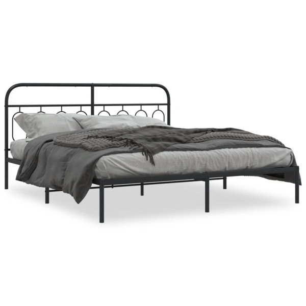 Estructura de cama con cabecero metal negro 180x200 cm
