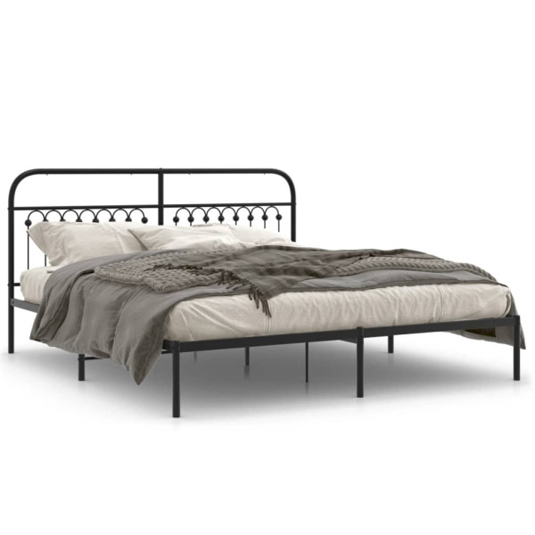 Estructura de cama con cabecero metal negro 183x213 cm
