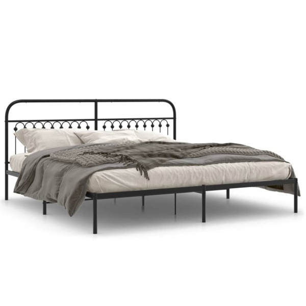 Estructura de cama con cabecero metal negro 193x203 cm