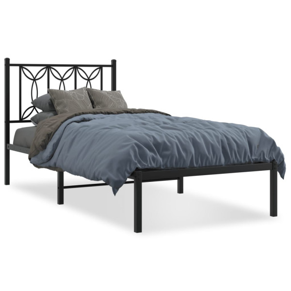 Estructura de cama con cabecero metal negro 75x190 cm
