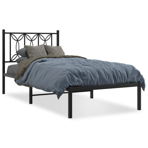 Estructura de cama con cabecero metal negro 80x200 cm