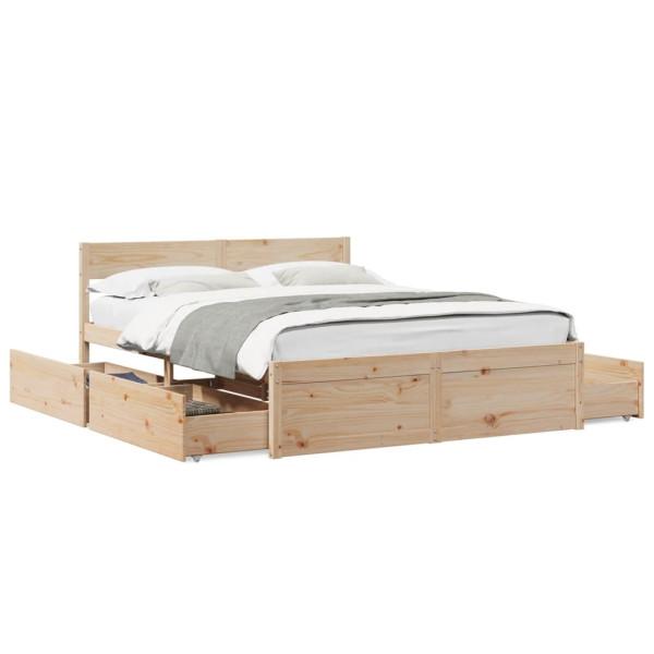 Estructura de cama con cajones madera maciza de pino 160x200 cm