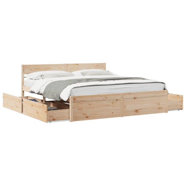 Estructura de cama con cajones madera maciza de pino 180x200 cm