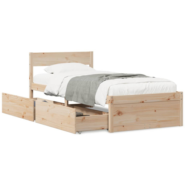 Estructura de cama con cajones madera maciza pino 90x190 cm