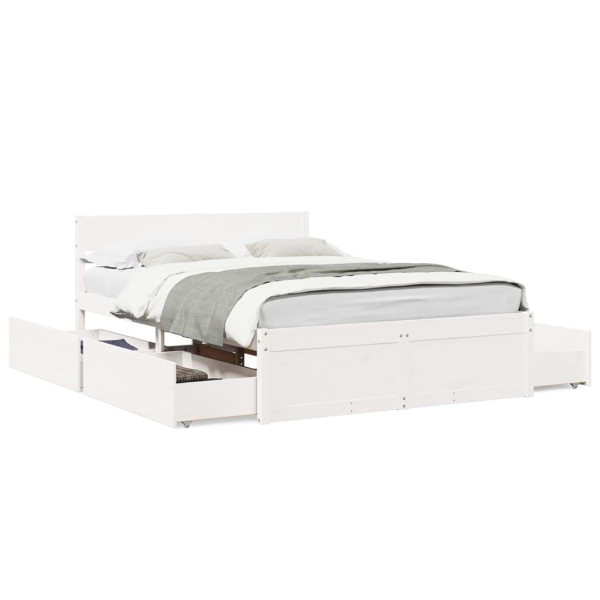 Estructura de cama con cojines madera de pino blanca 140x190 cm