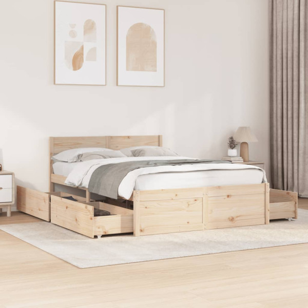 Estructura de cama con cojines madera maciza de pino 140x190 cm