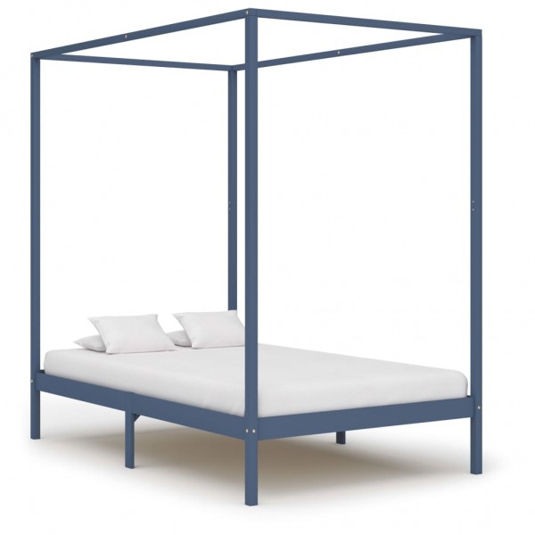 Estructura de cama con dosel madera maciza pino gris 120x200 cm