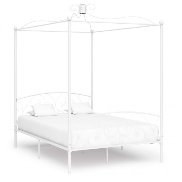 Estructura de cama con dosel metal blanco 140x200 cm