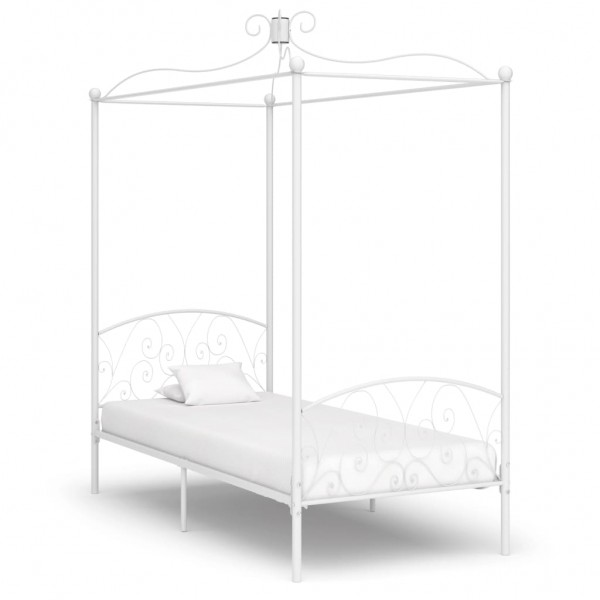 Estructura de cama con dosel metal blanco 90x200 cm