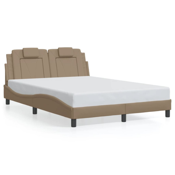 Estructura de cama con LED cuero sintético capuchino 140x200 cm