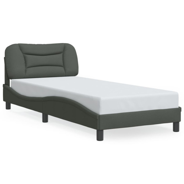 Estructura de cama con luces LED tela gris oscuro 90x190 cm