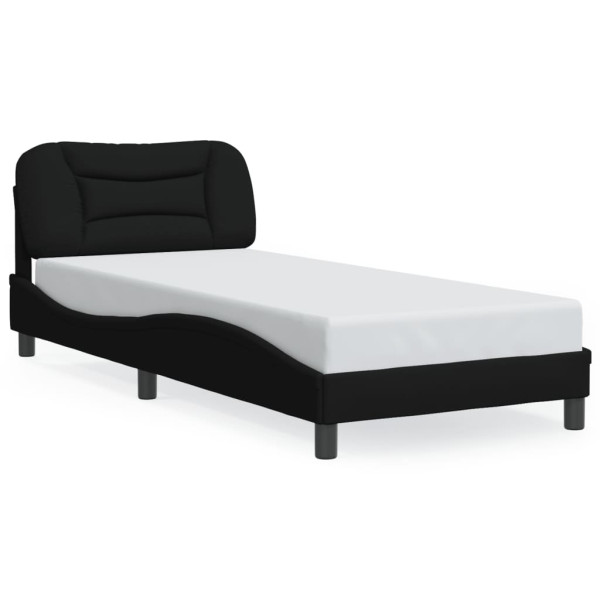 Estructura de cama con luces LED tela negro 90x190 cm