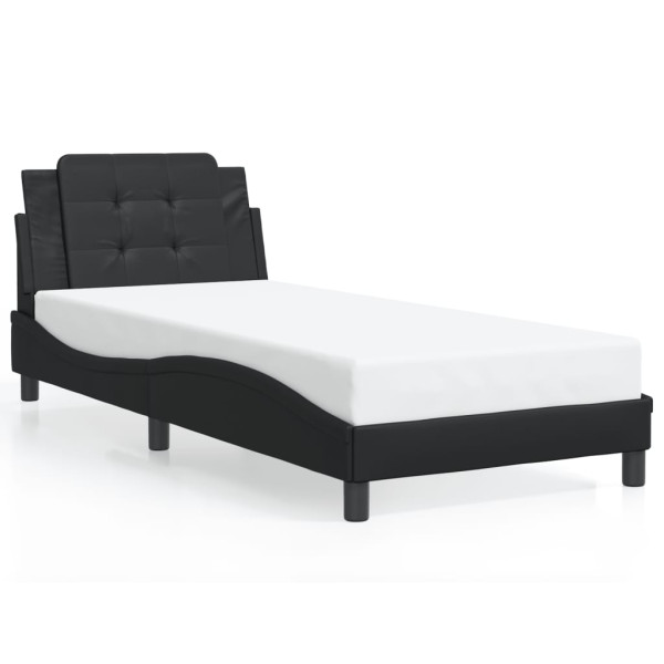 Estructura de cama con luz LED cuero sintético negro 90x190 cm