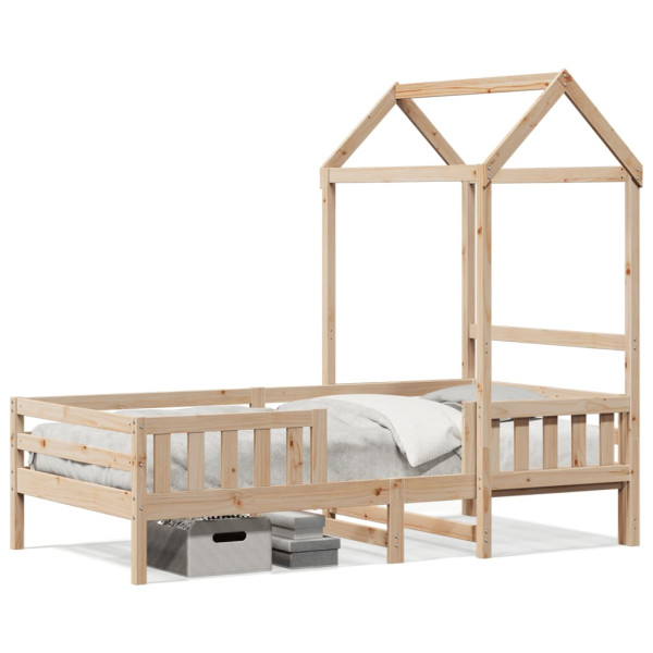 Estructura de cama con techo madera maciza de pino 75x190 cm