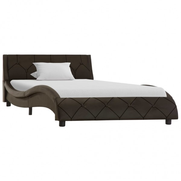 Estructura de cama de cuero sintético gris 90x200 cm